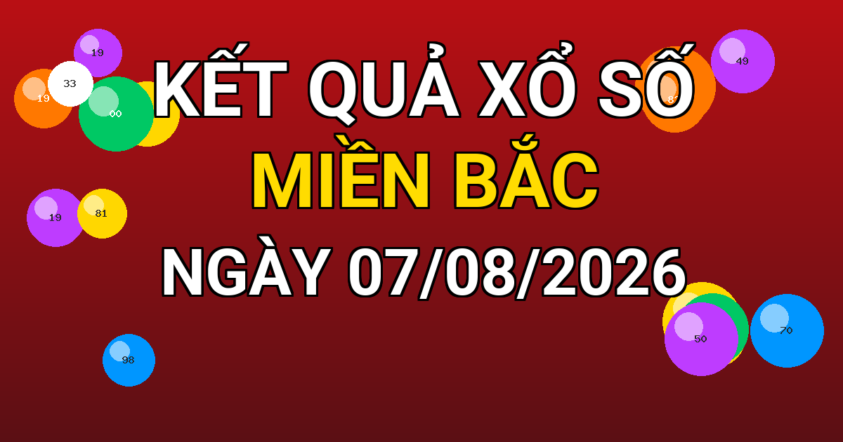 Kết quả xổ số Miền Bắc ngày 07/08/2026