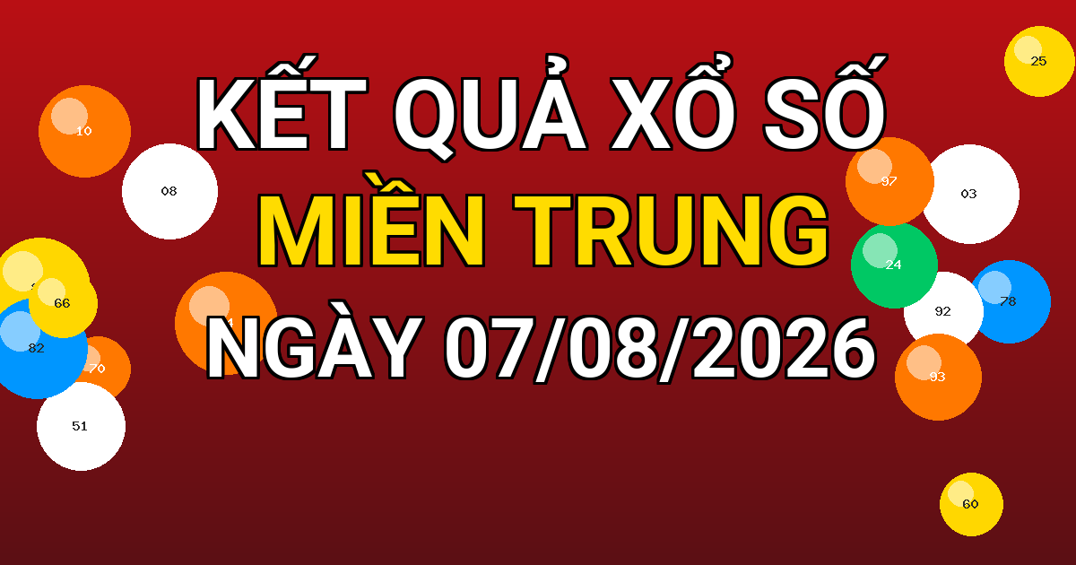 Kết quả xổ số Miền Trung ngày 07/08/2026