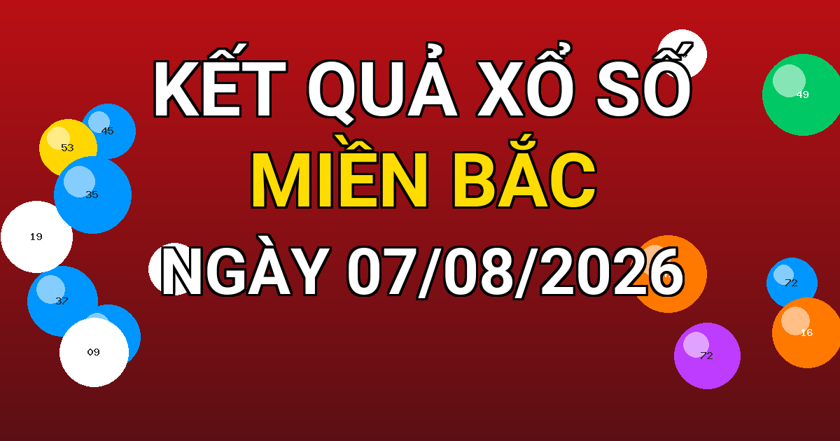 Kết quả xổ số Miền Bắc ngày 07/08/2026