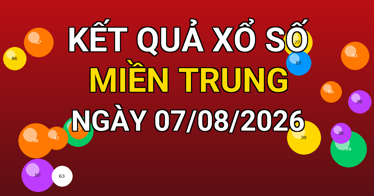 Kết quả xổ số Miền Trung ngày 07/08/2026