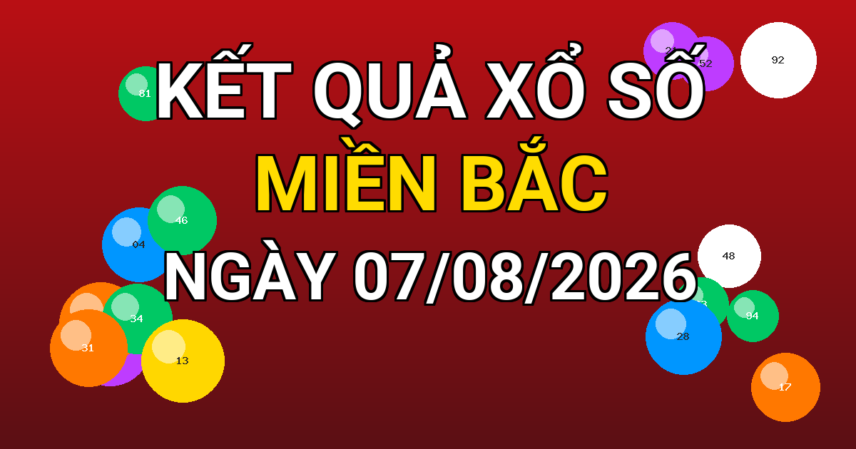 Kết quả xổ số Miền Bắc ngày 07/08/2026