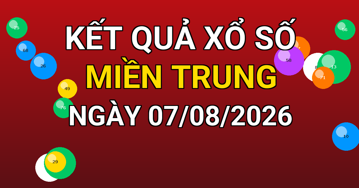 Kết quả xổ số Miền Trung ngày 07/08/2026