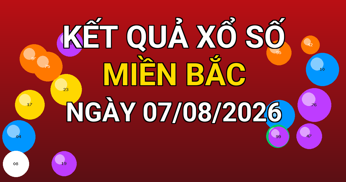 Kết quả xổ số Miền Bắc ngày 07/08/2026
