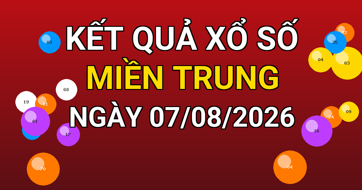 Kết quả xổ số Miền Trung ngày 07/08/2026