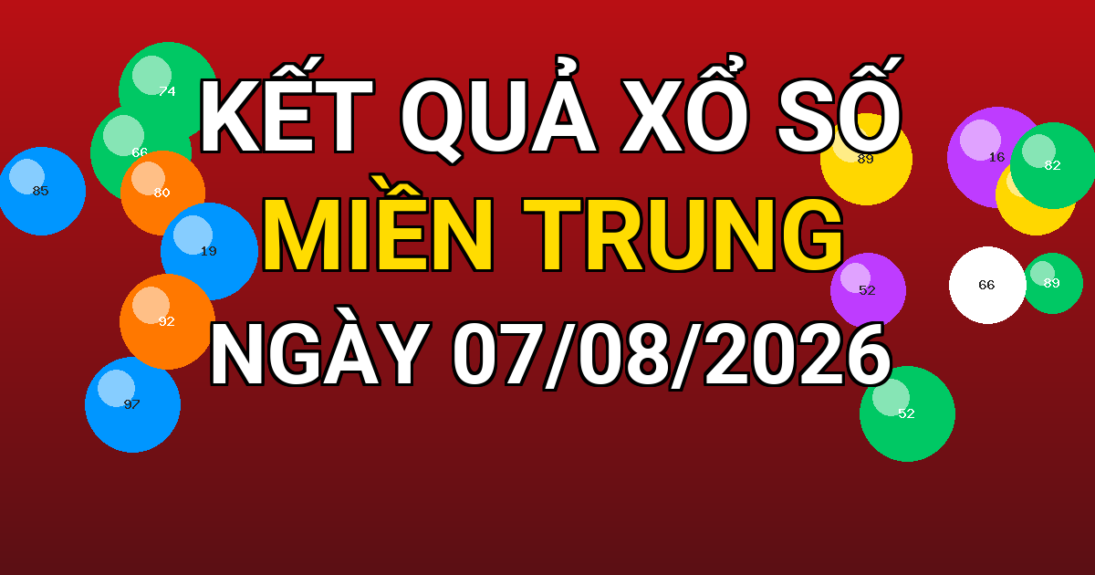 Kết quả xổ số Miền Trung ngày 07/08/2026