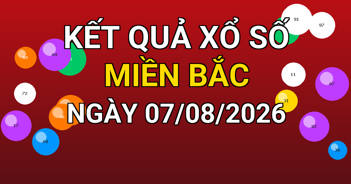 Kết quả xổ số Miền Bắc ngày 07/08/2026