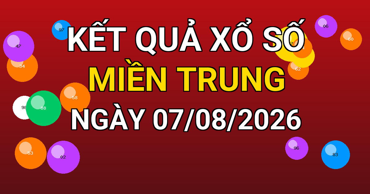 Kết quả xổ số Miền Trung ngày 07/08/2026