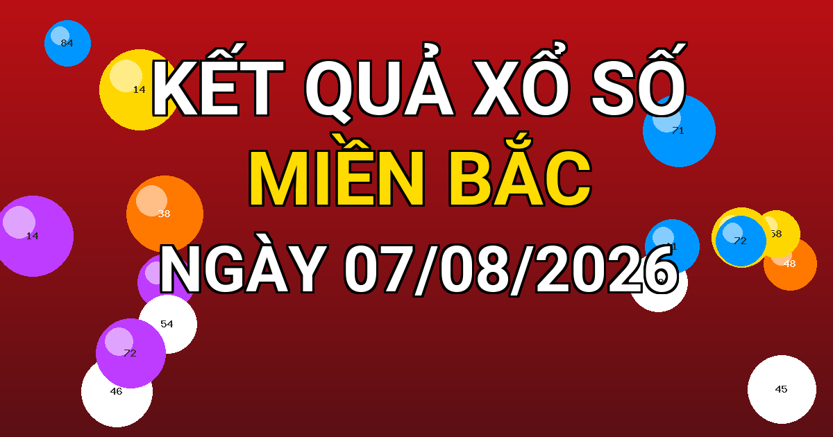 Kết quả xổ số Miền Bắc ngày 07/08/2026