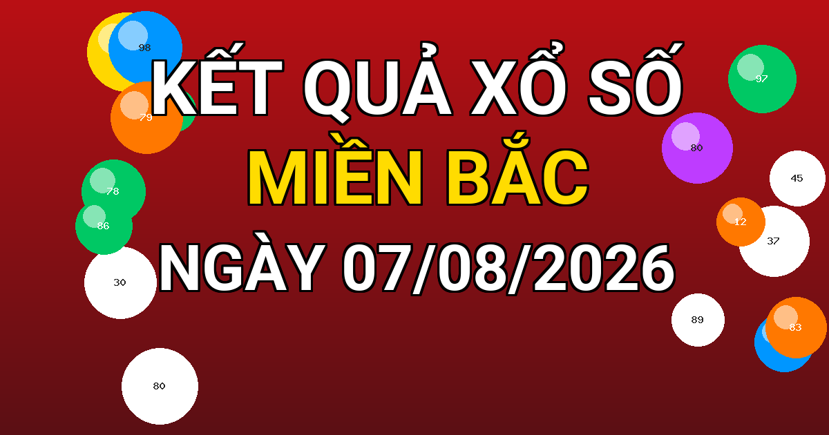 Kết quả xổ số Miền Bắc ngày 07/08/2026