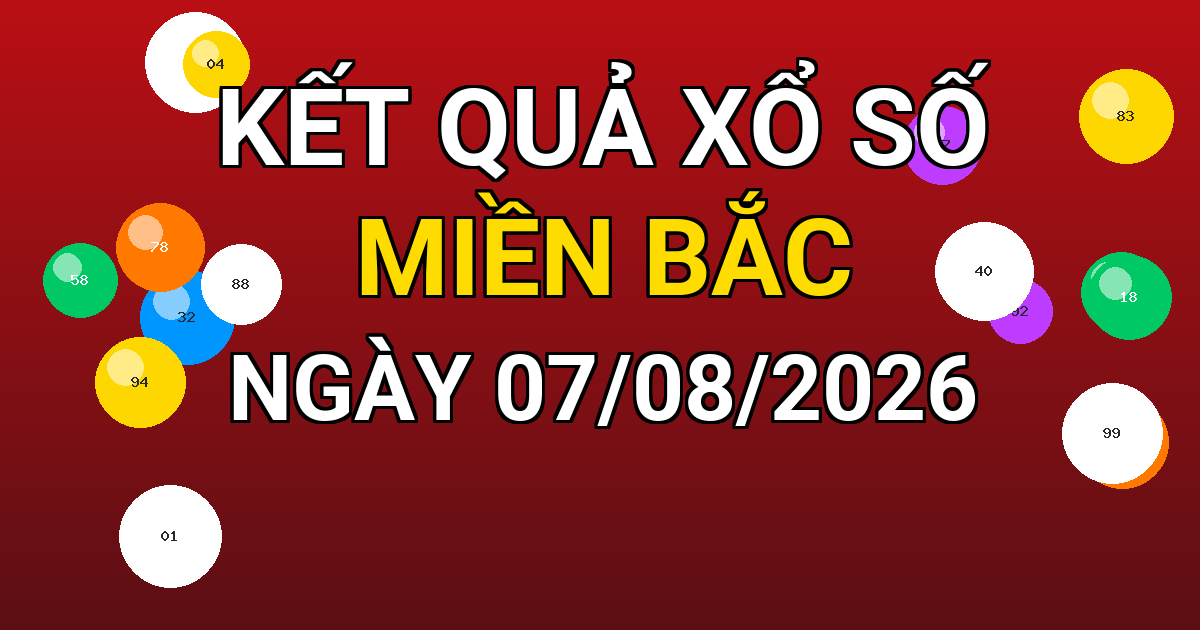 Kết quả xổ số Miền Bắc ngày 07/08/2026