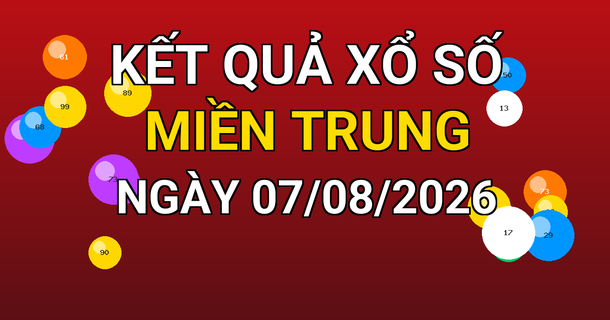 Kết quả xổ số Miền Trung ngày 07/08/2026
