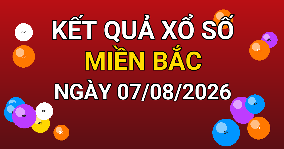 Kết quả xổ số Miền Bắc ngày 07/08/2026