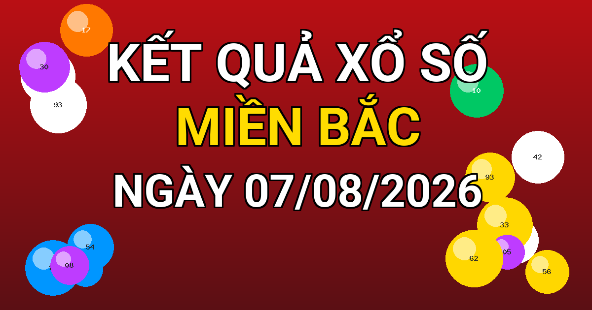 Kết quả xổ số Miền Bắc ngày 07/08/2026