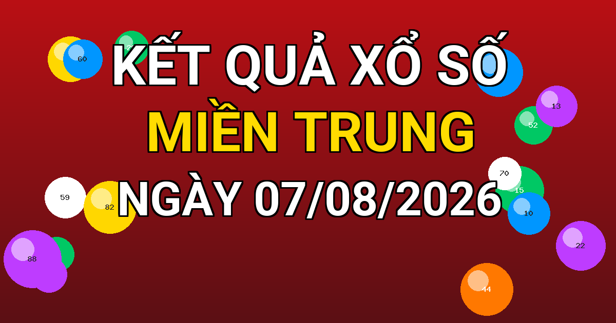 Kết quả xổ số Miền Trung ngày 07/08/2026