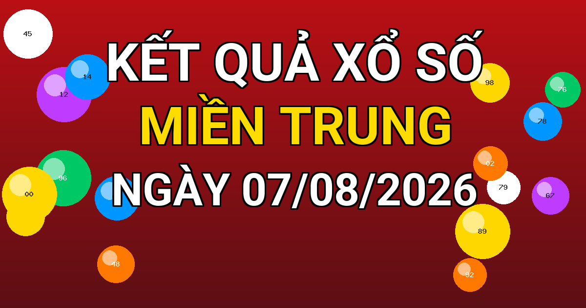 Kết quả xổ số Miền Trung ngày 07/08/2026