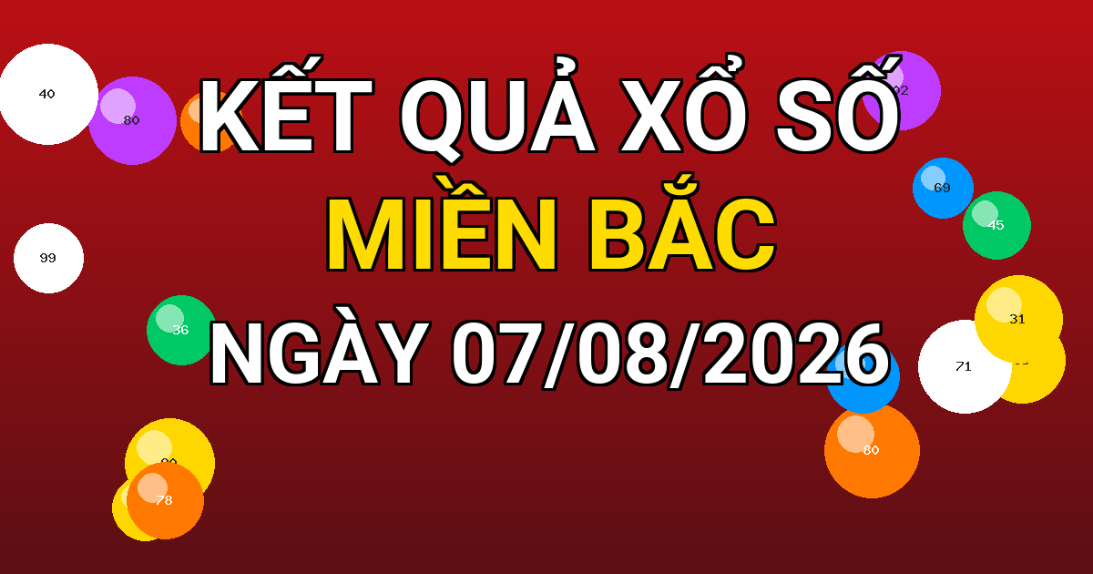Kết quả xổ số Miền Bắc ngày 07/08/2026