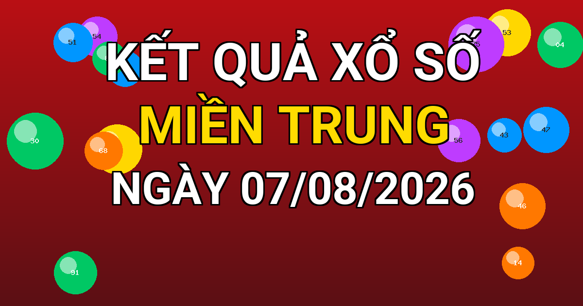 Kết quả xổ số Miền Trung ngày 07/08/2026