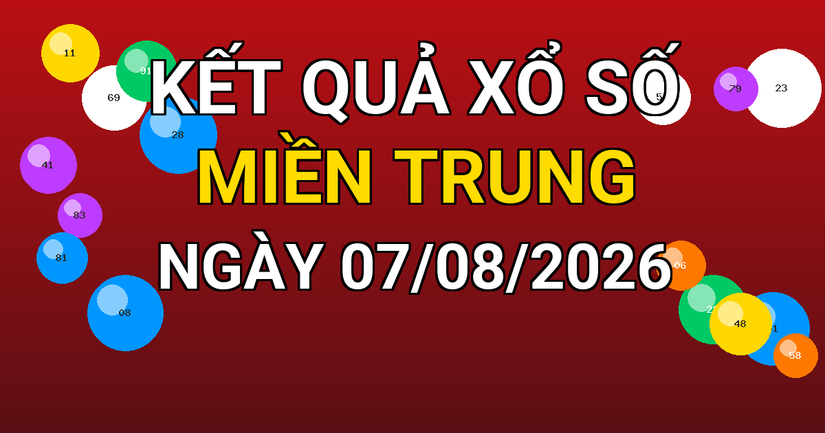 Kết quả xổ số Miền Trung ngày 07/08/2026