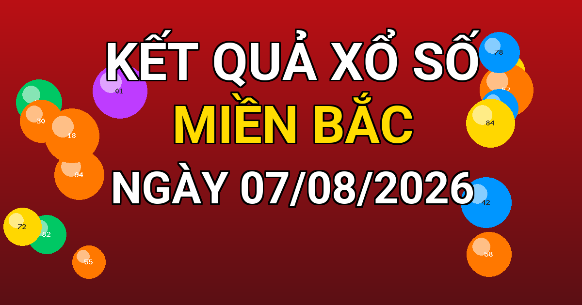 Kết quả xổ số Miền Bắc ngày 07/08/2026