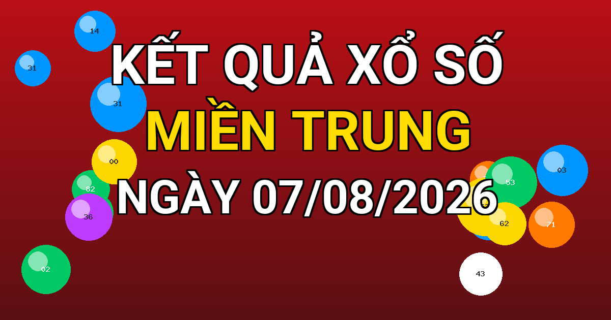 Kết quả xổ số Miền Trung ngày 07/08/2026