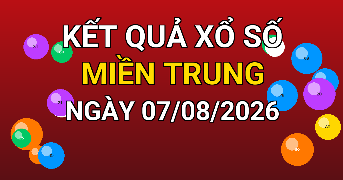 Kết quả xổ số Miền Trung ngày 07/08/2026