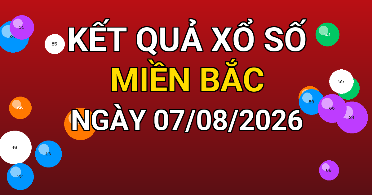 Kết quả xổ số Miền Bắc ngày 07/08/2026