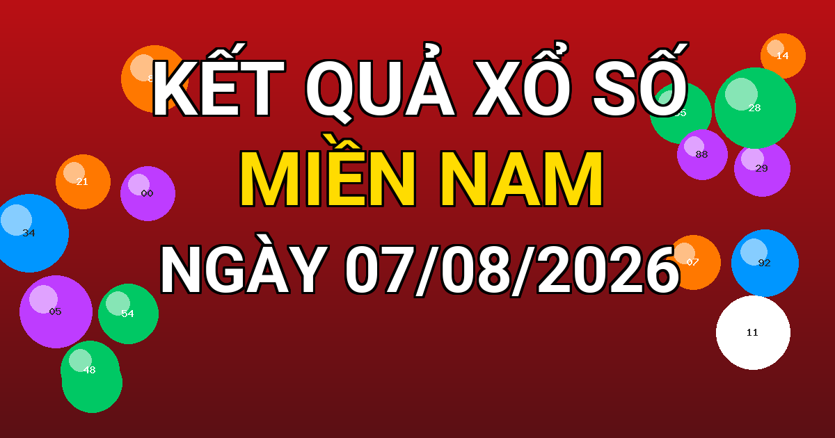 Kết quả xổ số Miền Nam ngày 07/08/2026