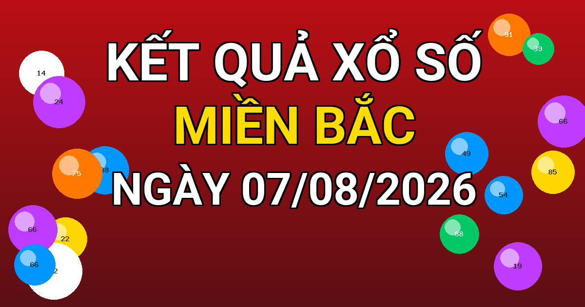 Kết quả xổ số Miền Bắc ngày 07/08/2026