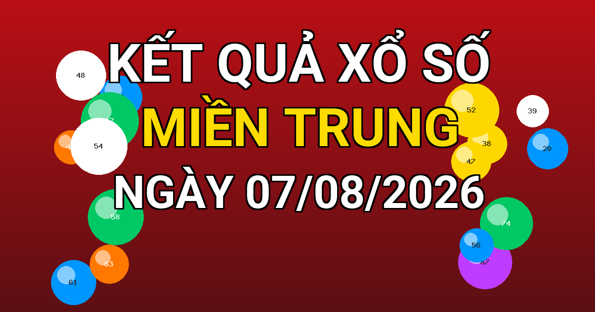 Kết quả xổ số Miền Trung ngày 07/08/2026