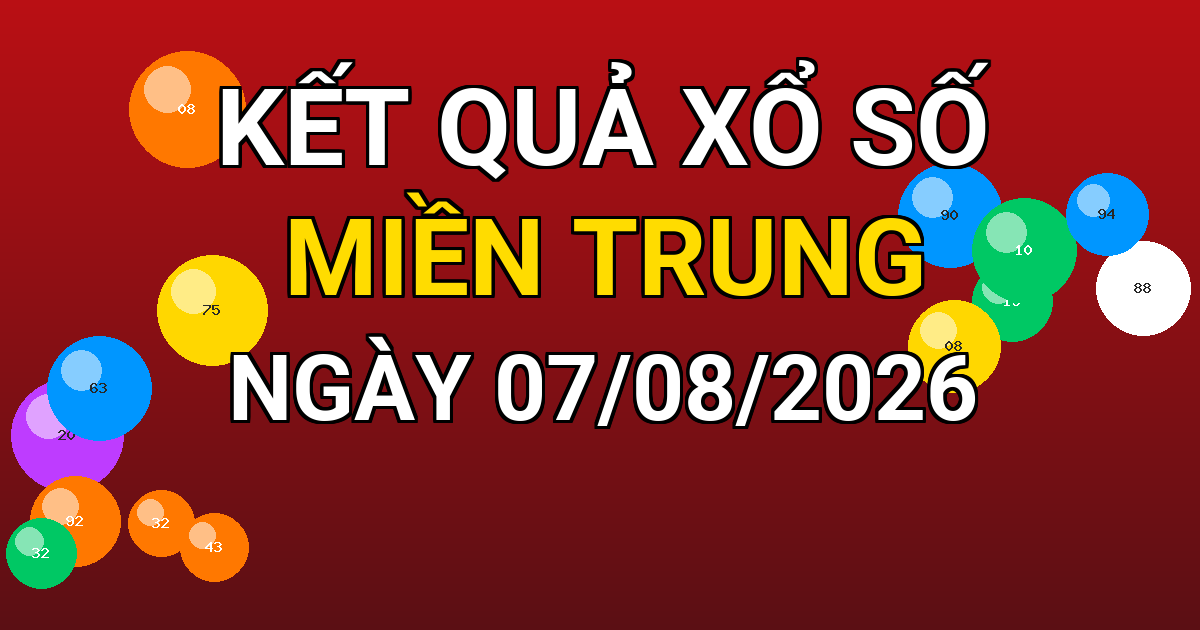 Kết quả xổ số Miền Trung ngày 07/08/2026