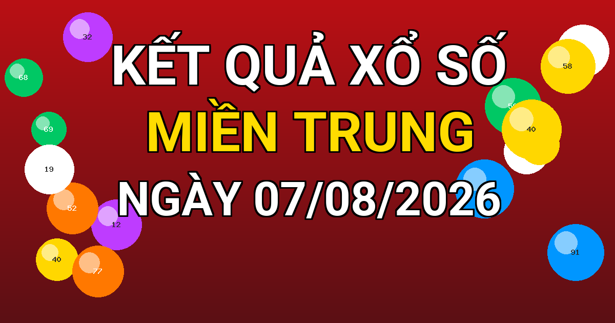Kết quả xổ số Miền Trung ngày 07/08/2026