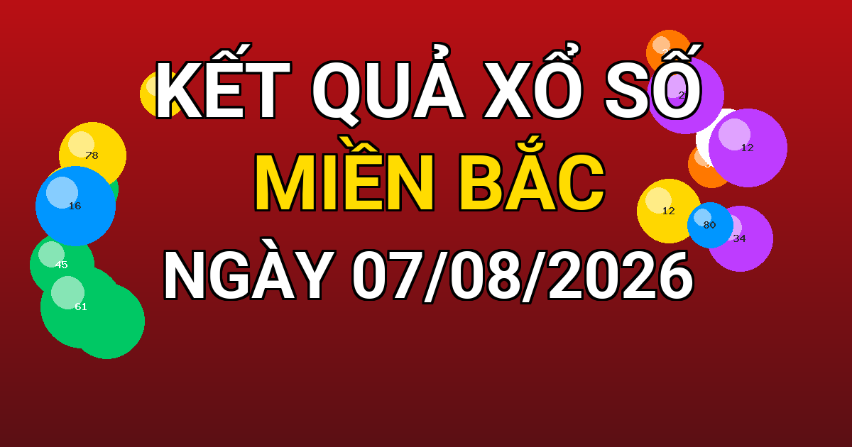 Kết quả xổ số Miền Bắc ngày 07/08/2026