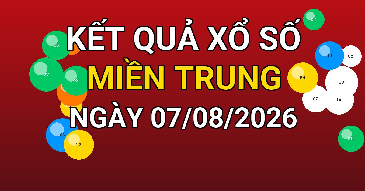 Kết quả xổ số Miền Trung ngày 07/08/2026