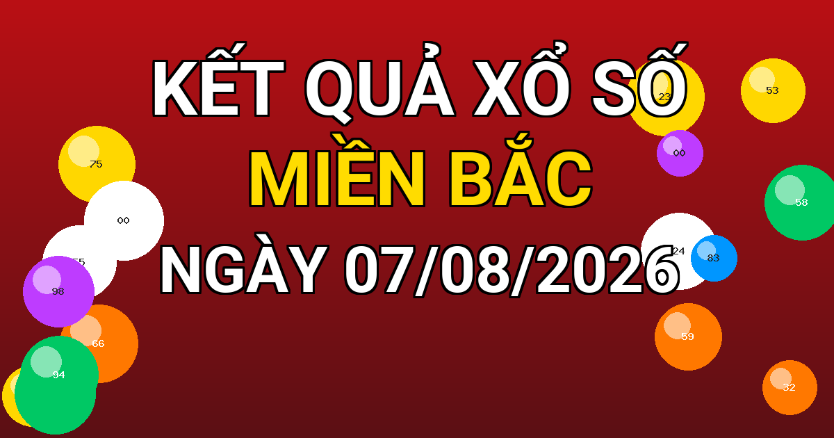 Kết quả xổ số Miền Bắc ngày 07/08/2026