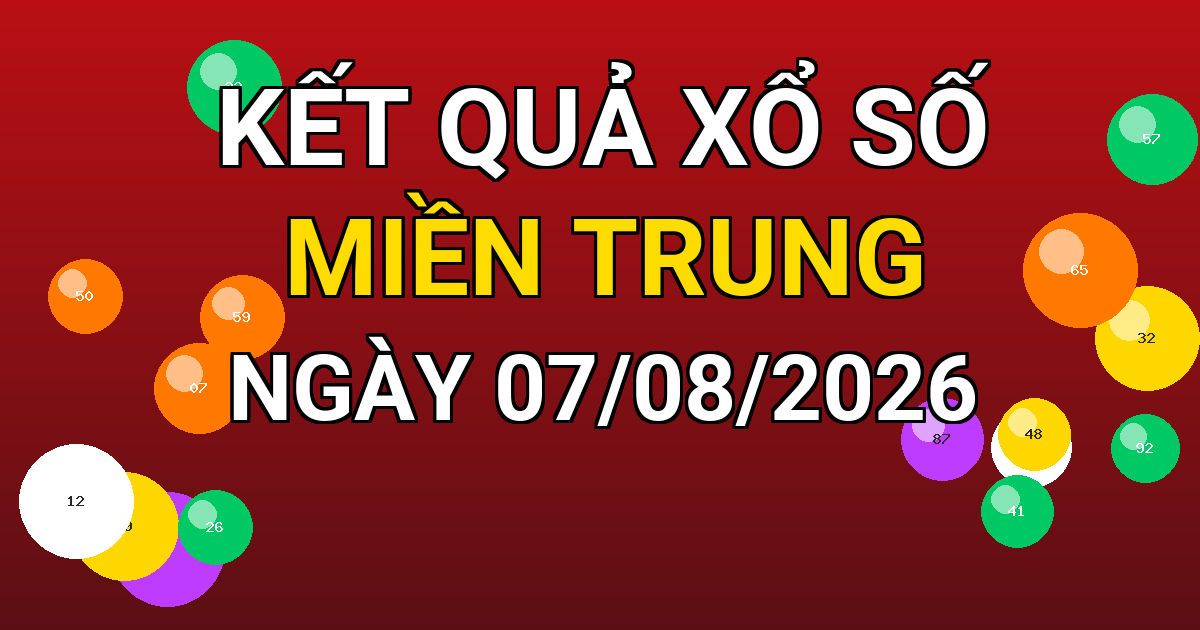 Kết quả xổ số Miền Trung ngày 07/08/2026