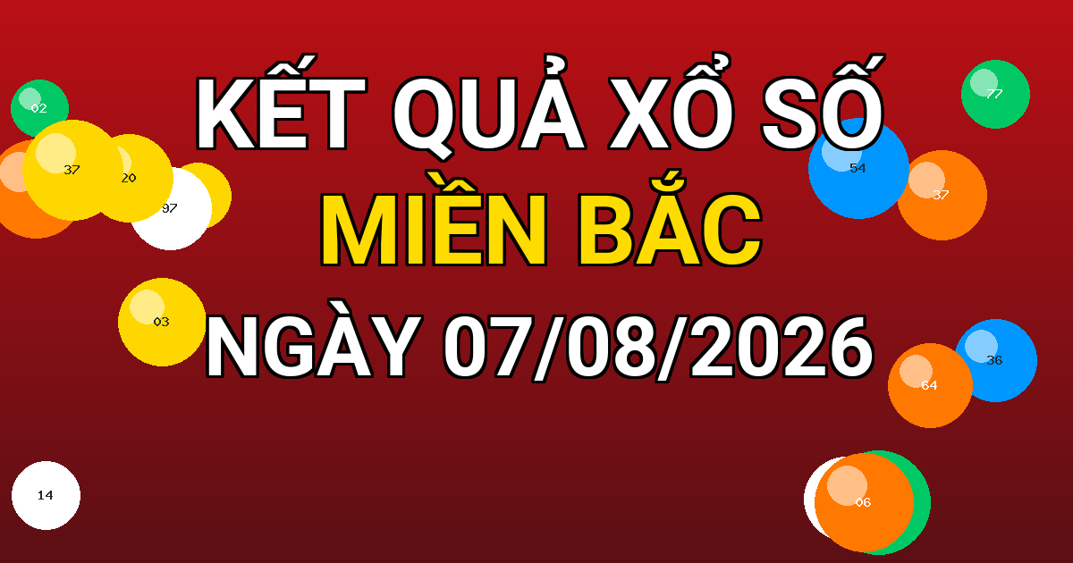 Kết quả xổ số Miền Bắc ngày 07/08/2026