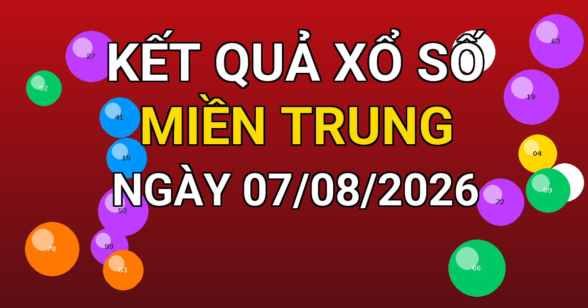 Kết quả xổ số Miền Trung ngày 07/08/2026