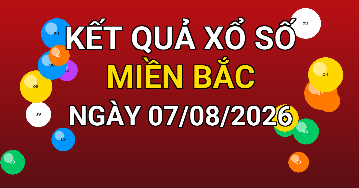 Kết quả xổ số Miền Bắc ngày 07/08/2026