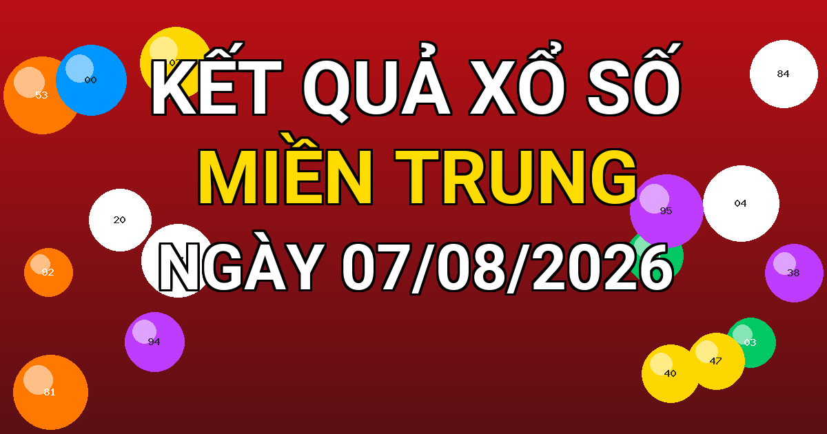 Kết quả xổ số Miền Trung ngày 07/08/2026