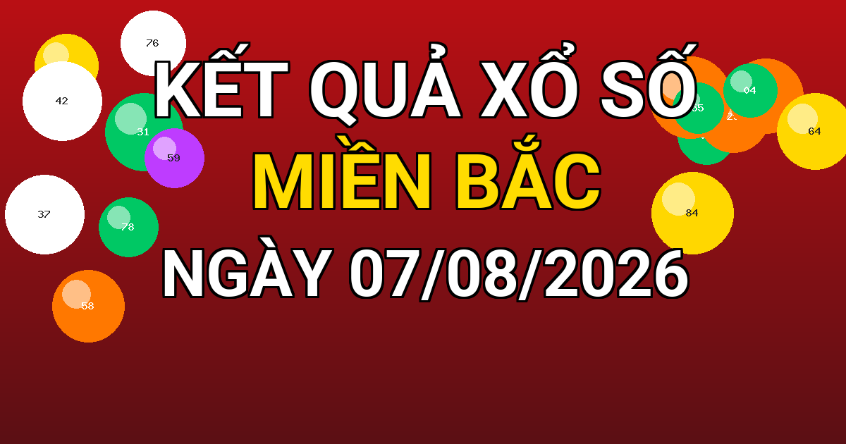 Kết quả xổ số Miền Bắc ngày 07/08/2026