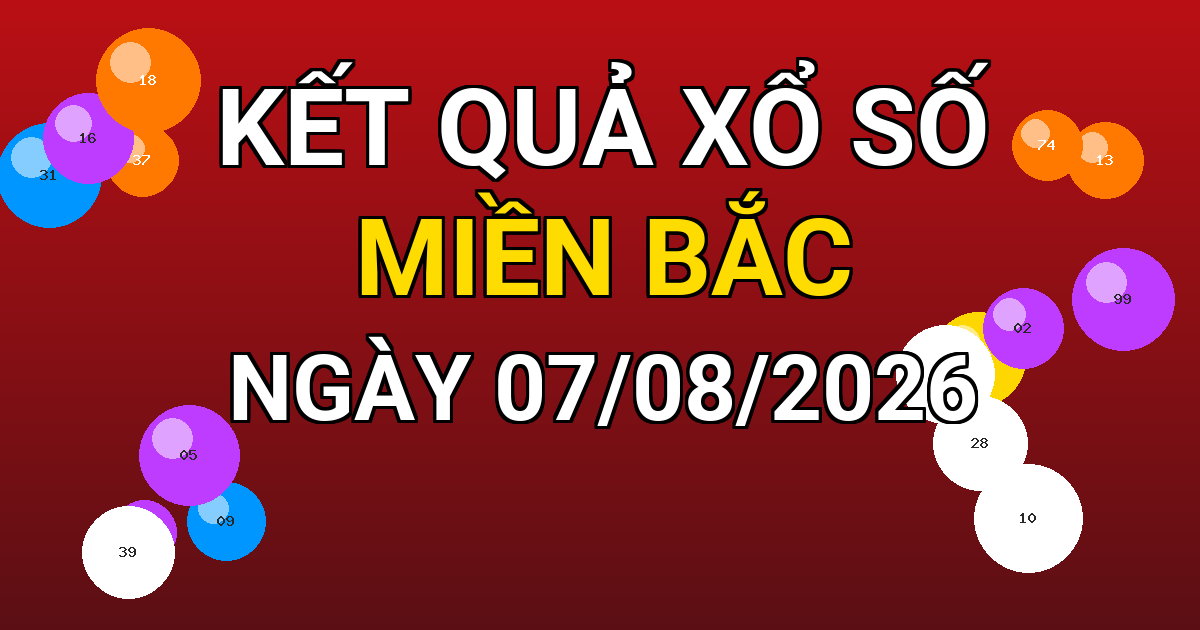 Kết quả xổ số Miền Bắc ngày 07/08/2026