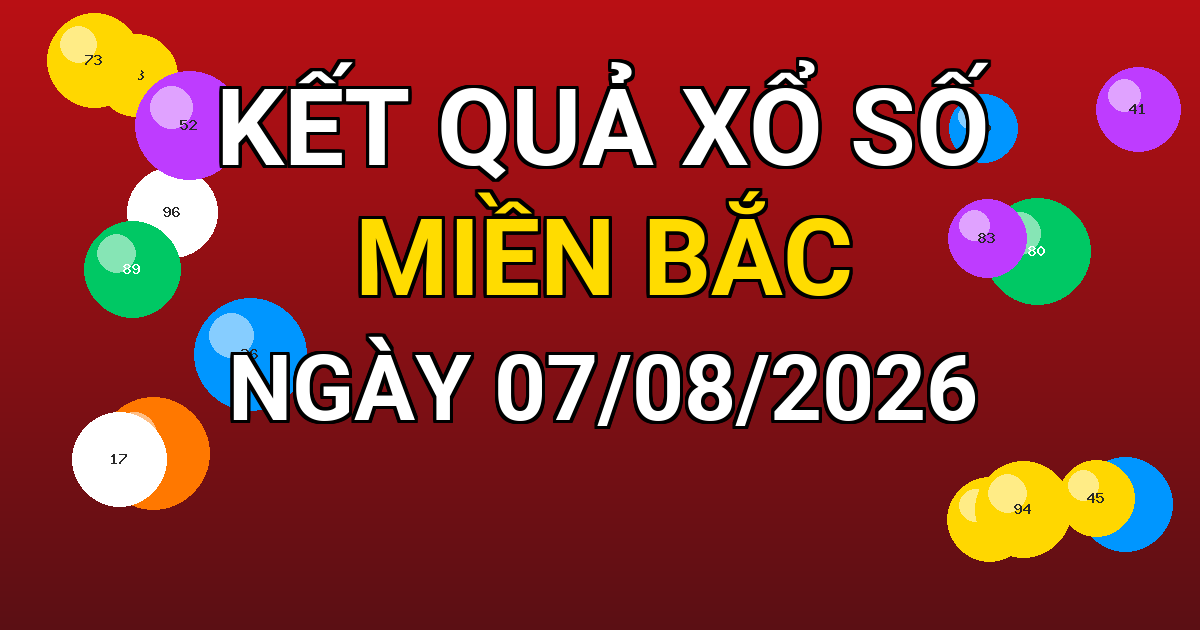 Kết quả xổ số Miền Bắc ngày 07/08/2026
