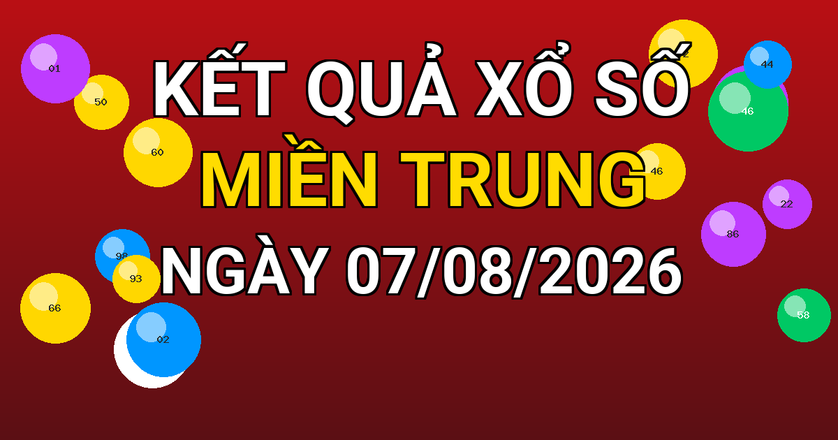 Kết quả xổ số Miền Trung ngày 07/08/2026