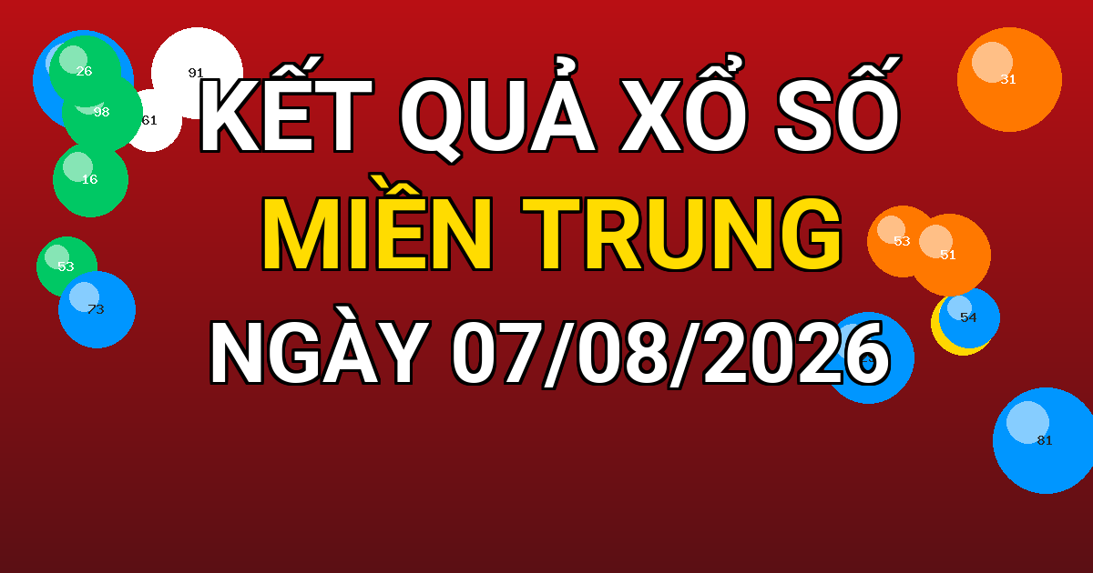 Kết quả xổ số Miền Trung ngày 07/08/2026