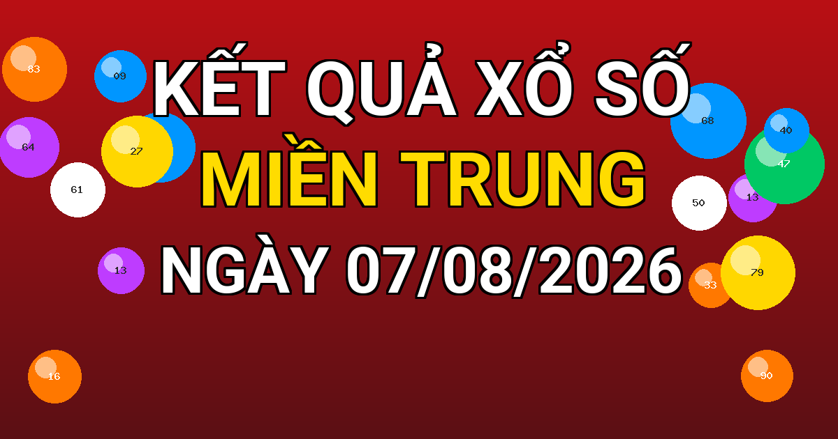 Kết quả xổ số Miền Trung ngày 07/08/2026