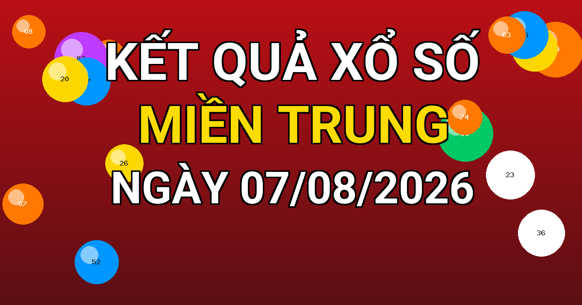 Kết quả xổ số Miền Trung ngày 07/08/2026
