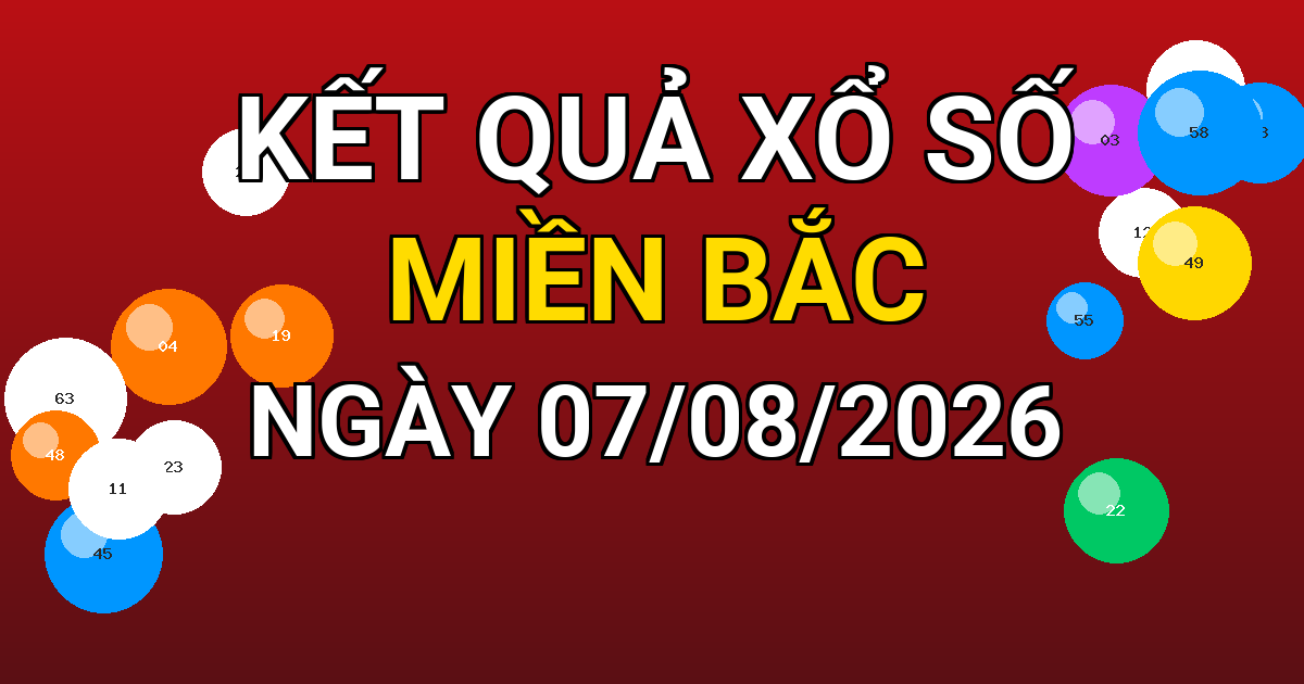 Kết quả xổ số Miền Bắc ngày 07/08/2026