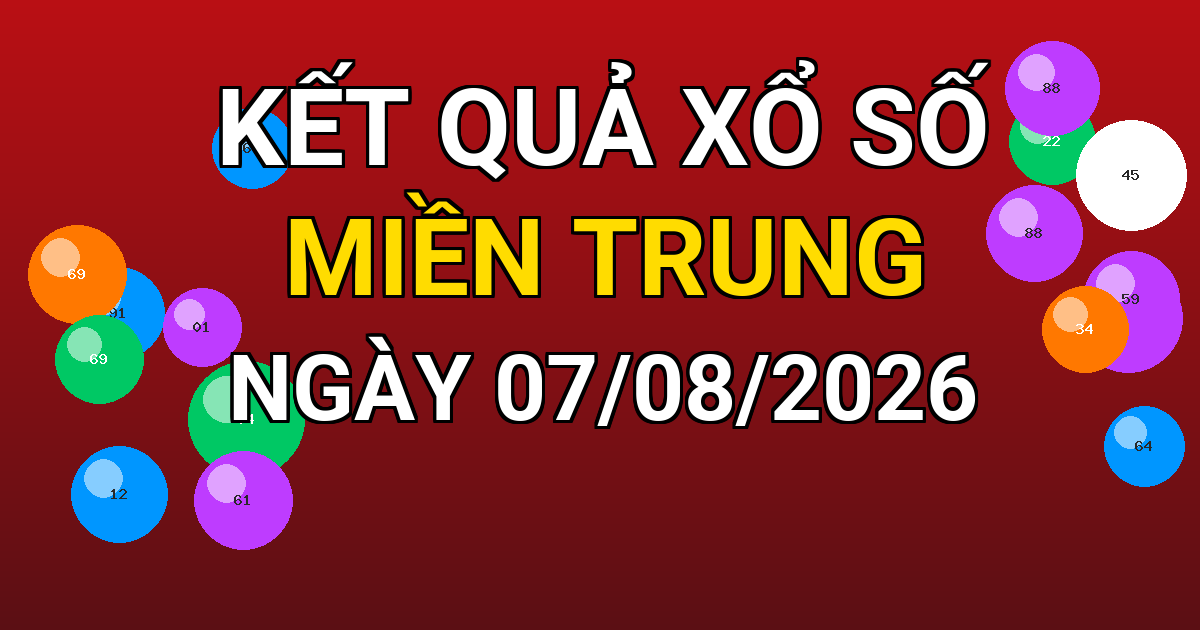 Kết quả xổ số Miền Trung ngày 07/08/2026