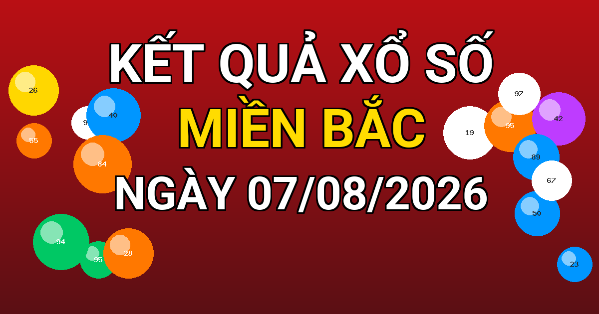 Kết quả xổ số Miền Bắc ngày 07/08/2026