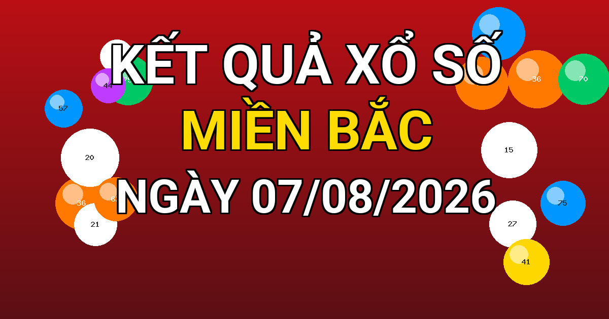 Kết quả xổ số Miền Bắc ngày 07/08/2026